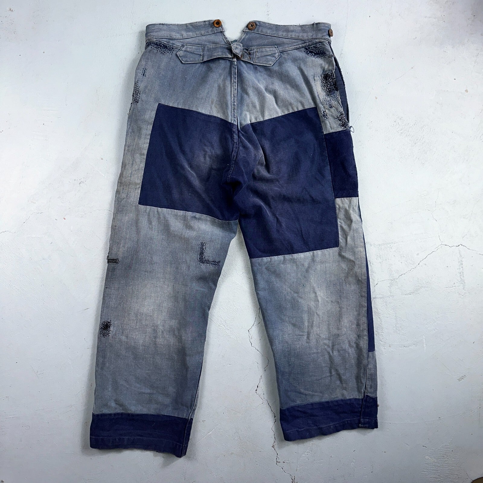 Vintage 1930s 1940s Buckleback Pants Denim Navy Blue Dungaree 30s 40s Rockabilly