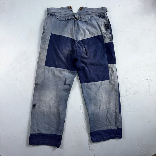 Vintage 1930s 1940s Buckleback Pants Denim Navy Blue Dungaree 30s 40s Rockabilly