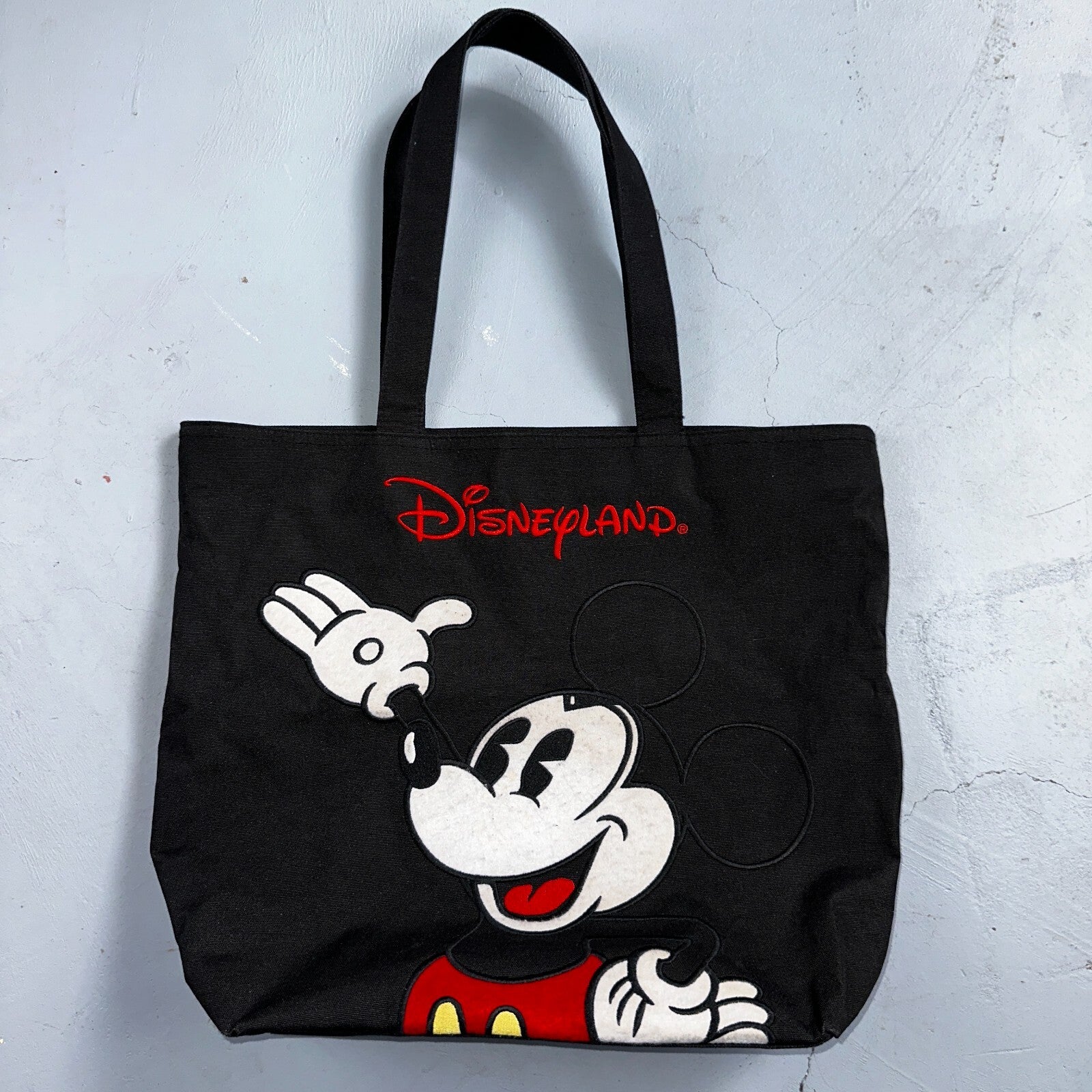 Vintage Walt Disney World Embroidered Tote Bag Black Travel Bag 90s