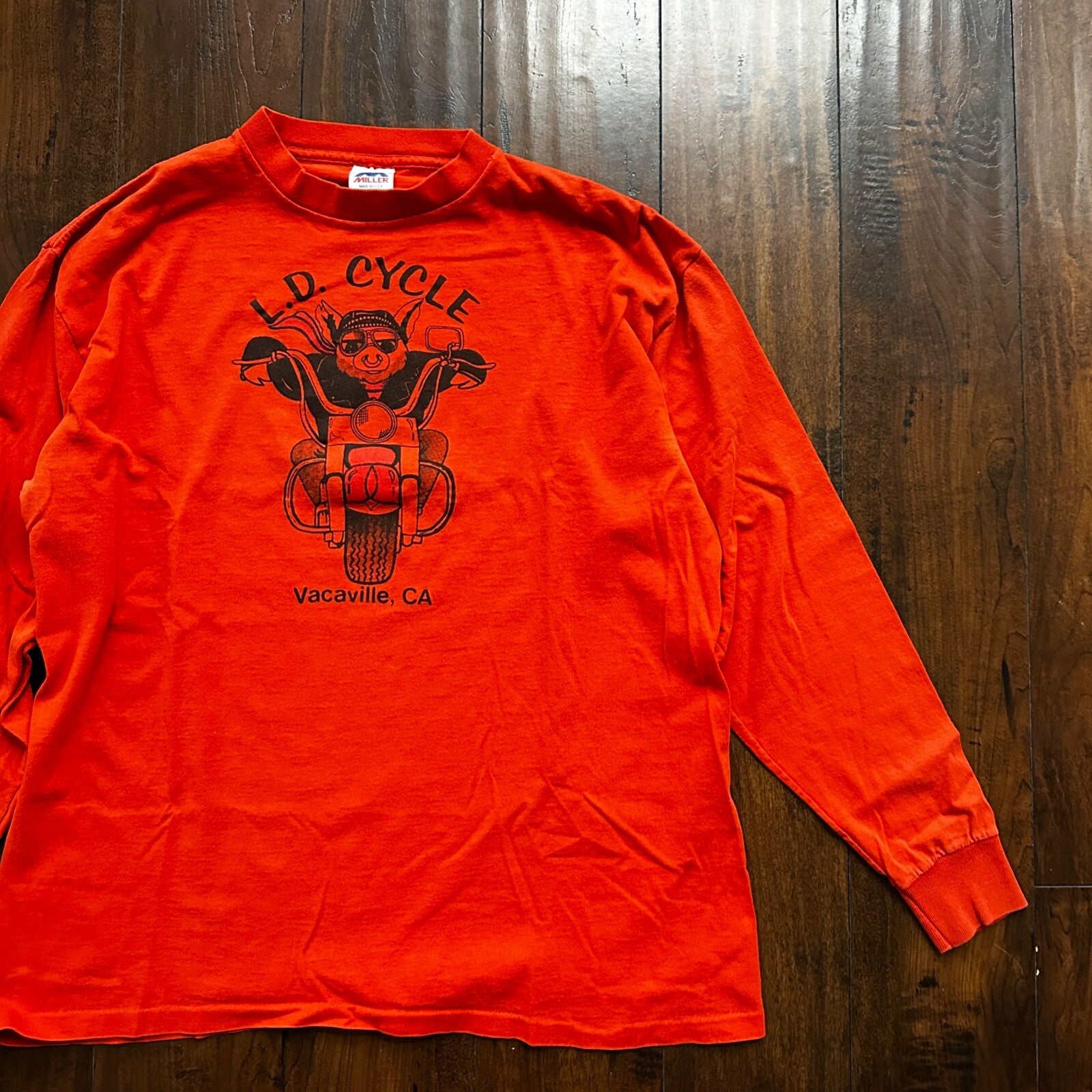 Vacaville California Hog Vintage T Shirt 80s Motorcycle Harley Davidson Pig LD