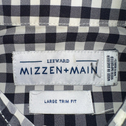 Mizzen Main Shirt Men L Black Button Performance Trim Fit Gingham Check USA