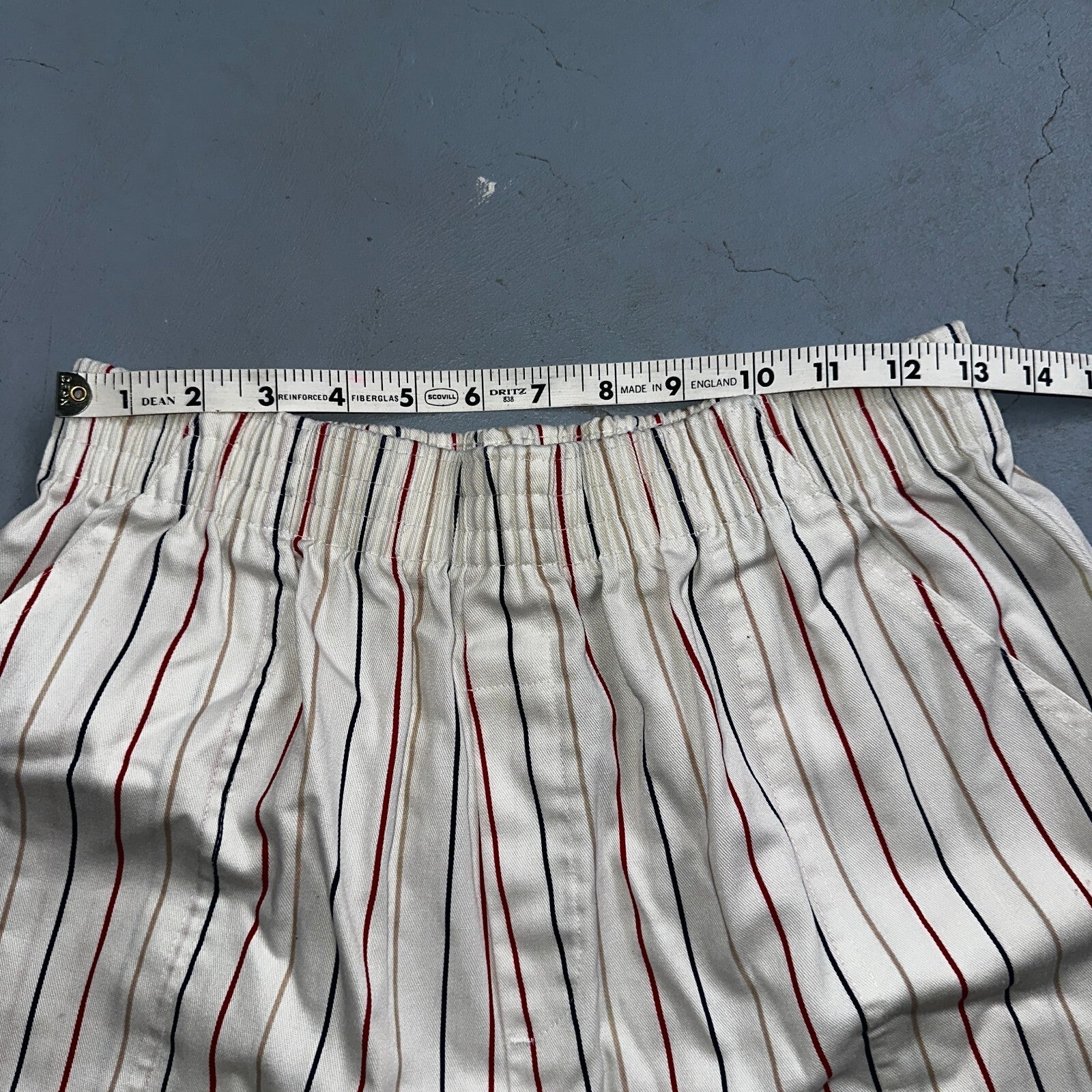 Cabin Creek Shorts Womens 12 Red White Striped Front Cotton Blend High Rise
