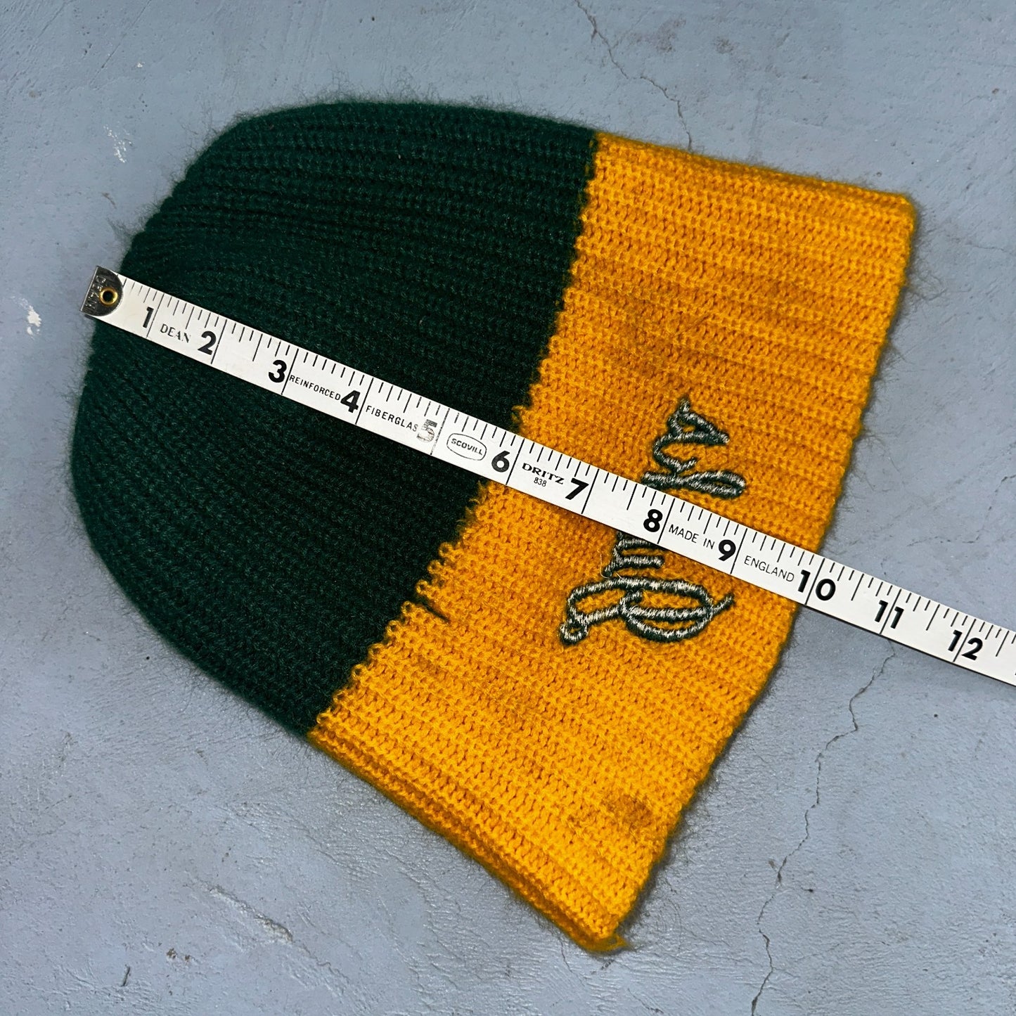 Vintage Oregon Ducks Cuffed Beanie Hat Cap Yellow Green PDX Eugene 80s