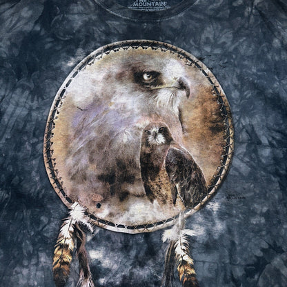 The Mountain Spirit of The Hawk Cathering Tribe Tie Dye VTG T Shirt XL Bird