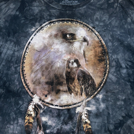 The Mountain Spirit of The Hawk Cathering Tribe Tie Dye VTG T Shirt XL Bird