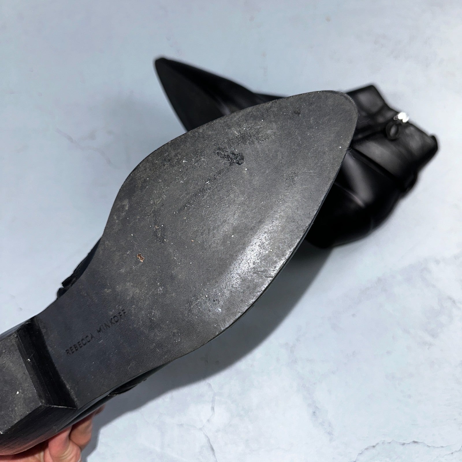 Rebecca Minkoff Boots Kichi Pointed Toe Bootie Black Leather Size 9.5