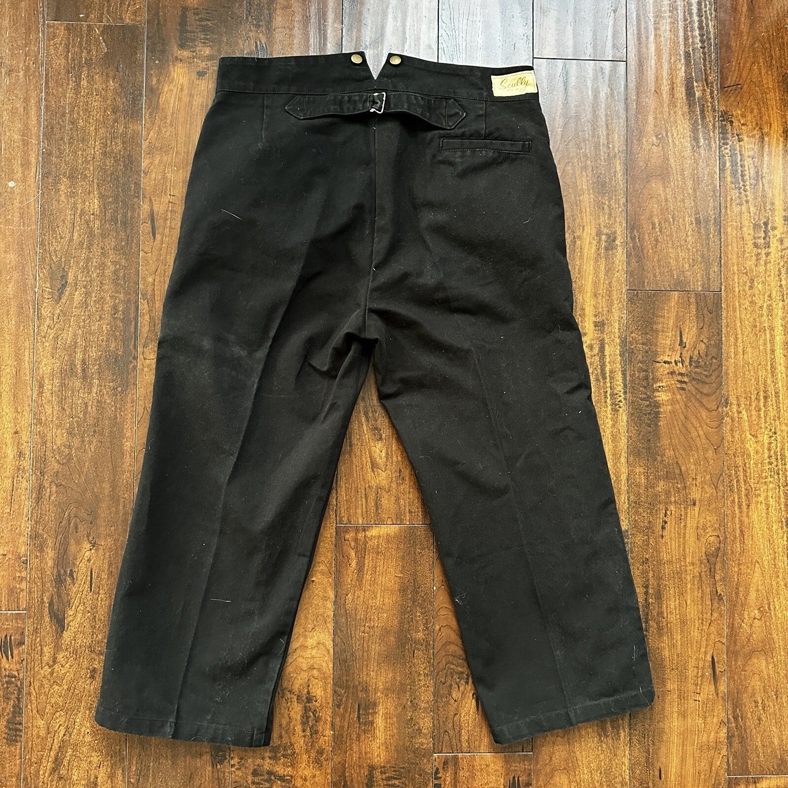 VTG Mens Scully Rangewear Cotton Canvas Outdoor Pants Buckleback Cowboy 38 Black