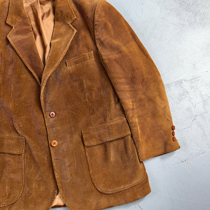 VTG Mens Suit 40 Jacket Sport Coat Rockabilly 80s 90s Corduroy Brown Short