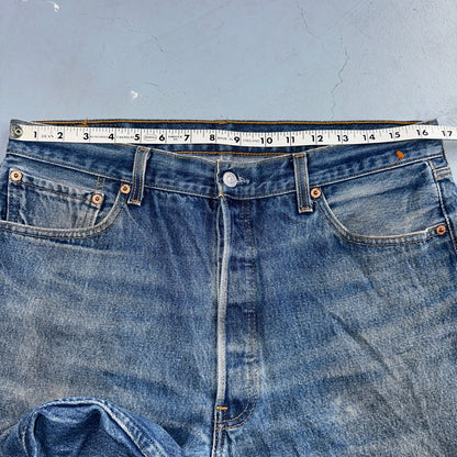 Levis 501 Vintage 90s Mexico Straight Leg Jeans 36x30 Y2K Med Wash Act 33x27