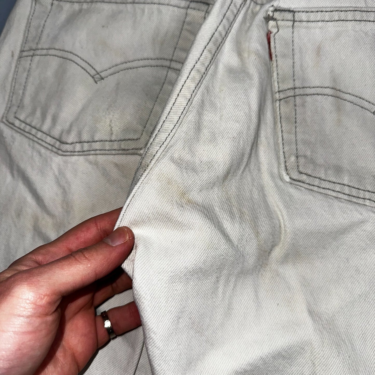 Levis 501 Vintage 80s USA XX Straight Leg Jeans White Med Wash 29x30 Act 28x29