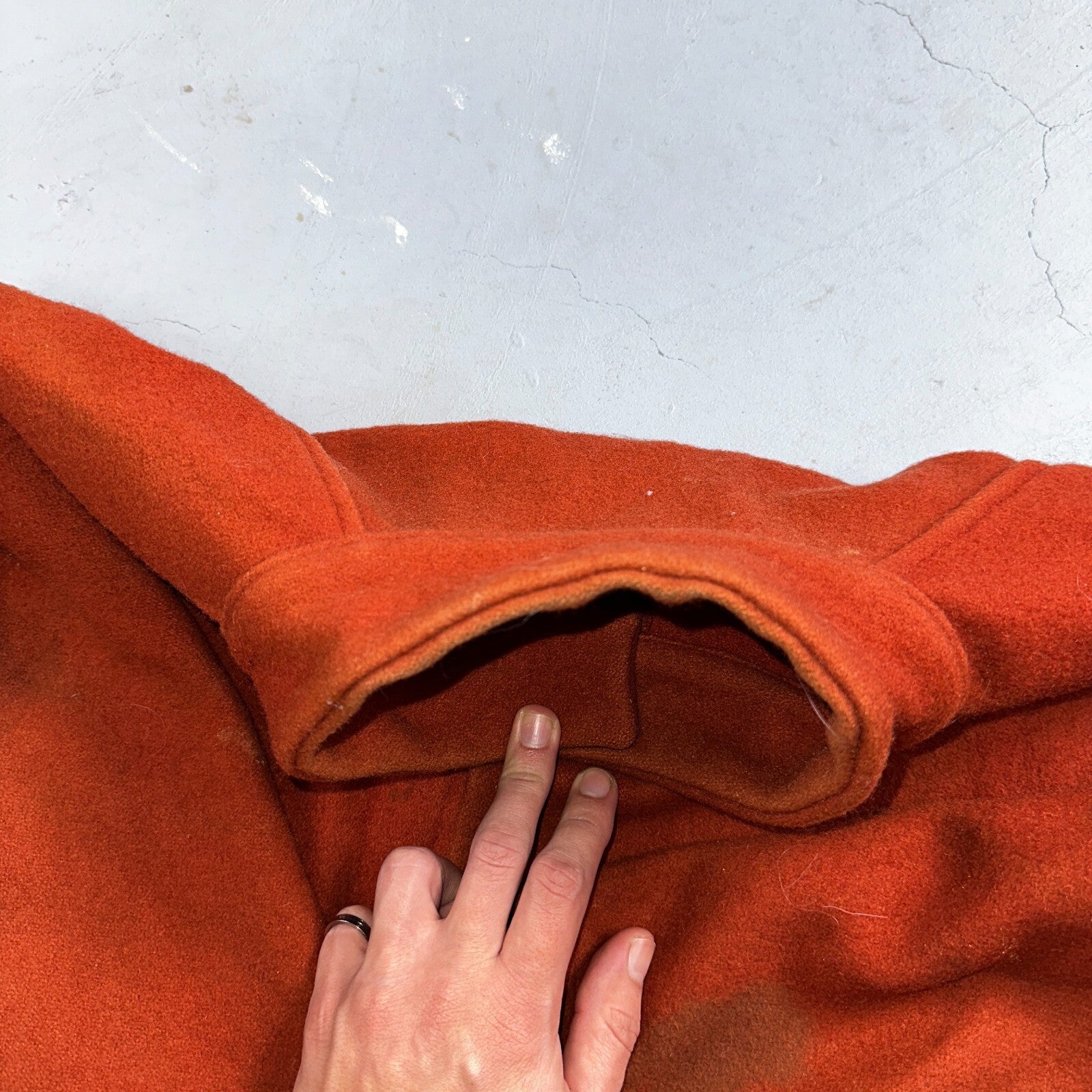 Vintage 60s 70s Wool Delivery Workwear Jacket M Rockabilly Burnt Orange Red