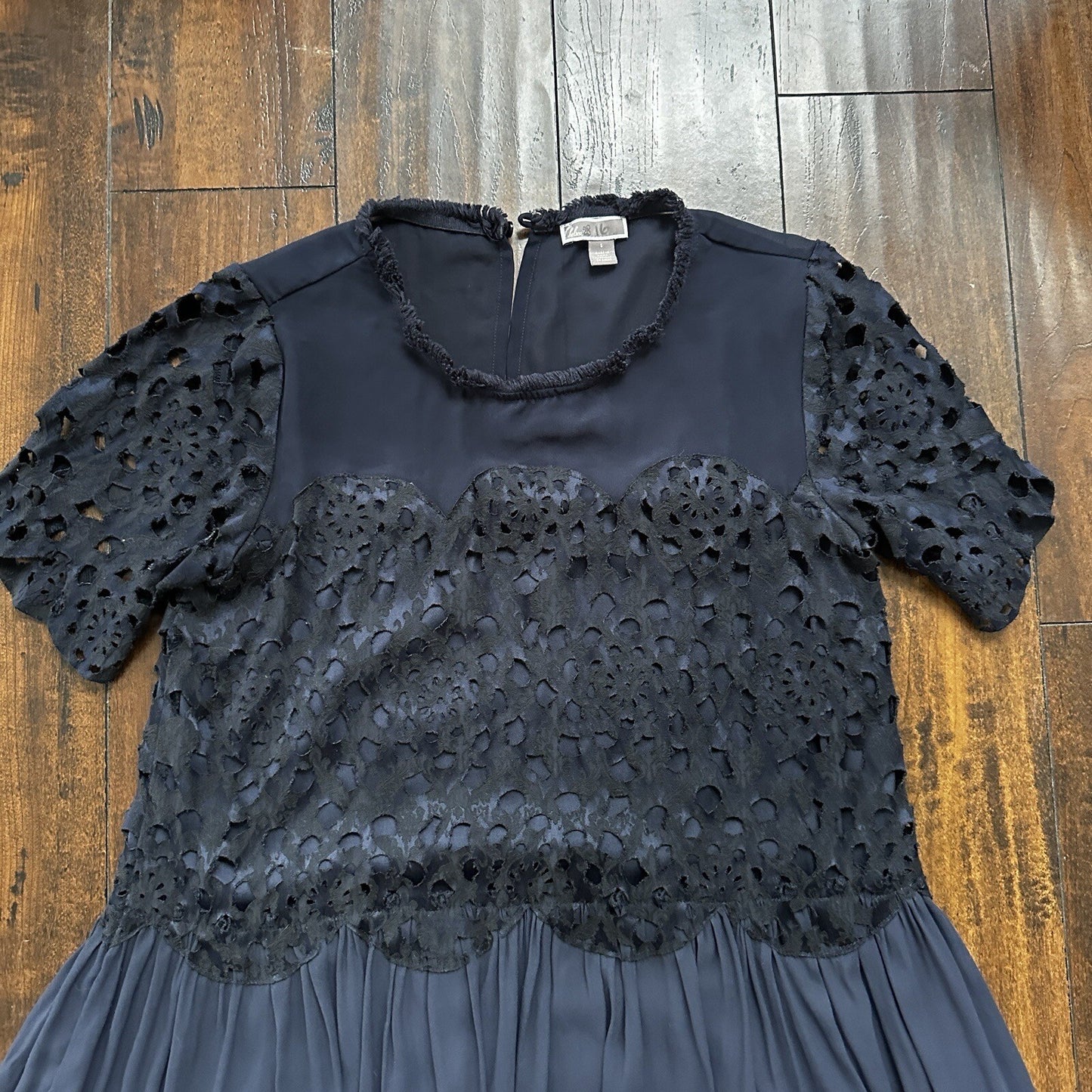 Chelsea28 Dress Womens S Navy Dot Flowy Long Sleeve Midi Cute Blue Vtg Style