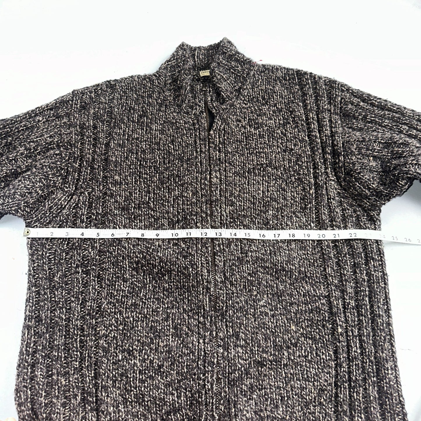 Christian Scott Gents Shetland Sweater Zip Up Made in Scotland VTG Large Gray