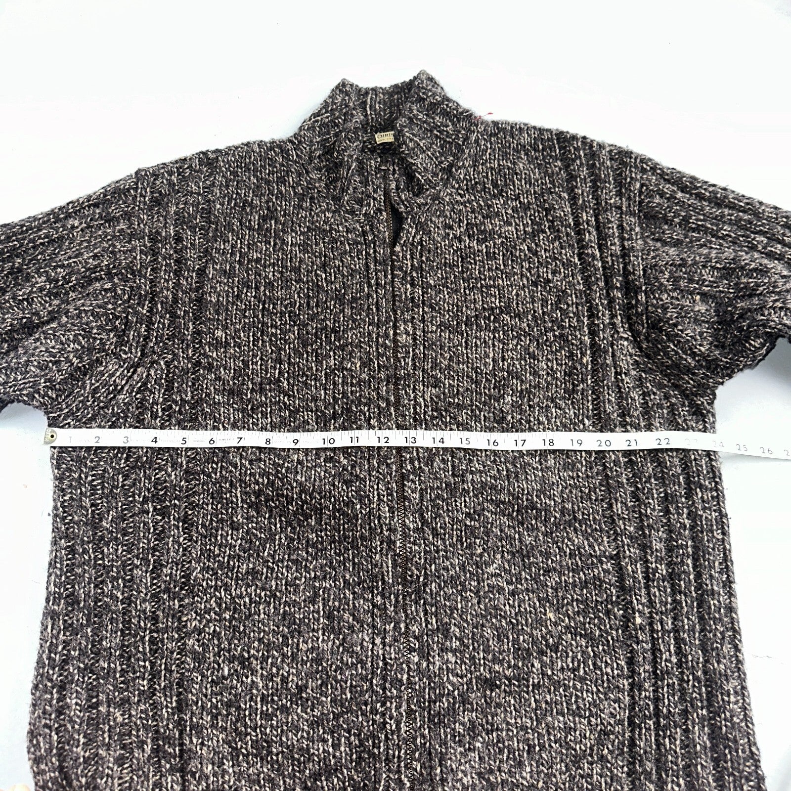 Christian Scott Gents Shetland Sweater Zip Up Made in Scotland VTG Large Gray