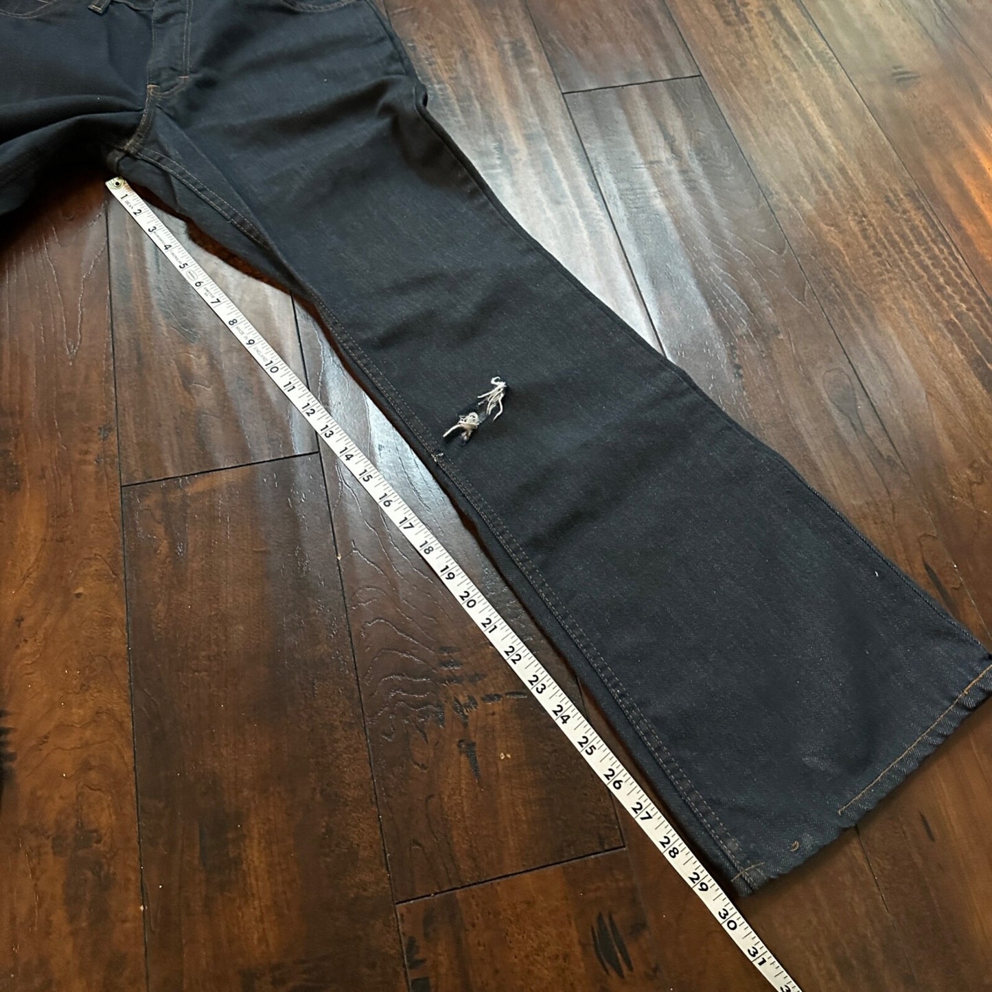 VTG Sears Put On 70s Pants 501 Bell Bottom Flare Rockabilly Cowboy 26x30 BLACK