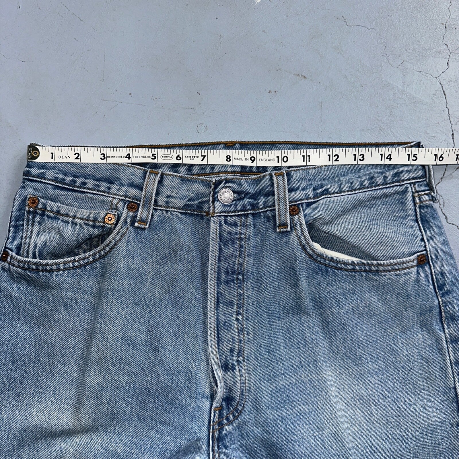 Levis 501 Vintage 90s USA XX Straight Leg Jeans Blue Light Wash 33x34 Act 31x33