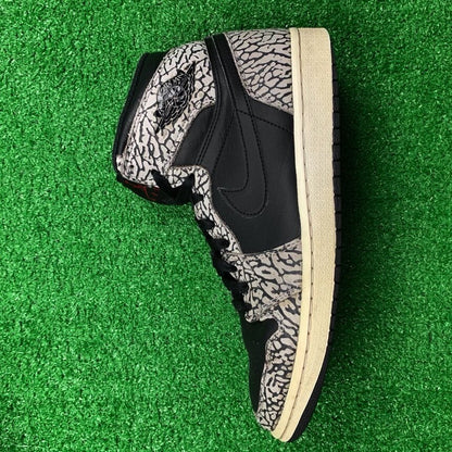 Nike Jordan 1 Retro High 839115-013 Black Cement Elephant Supreme 9 1985 Vintage