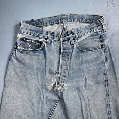 Levis 501 Vintage 80s Redline Selvedge USA XX Jeans Light Wash 30x38 Act 28x33