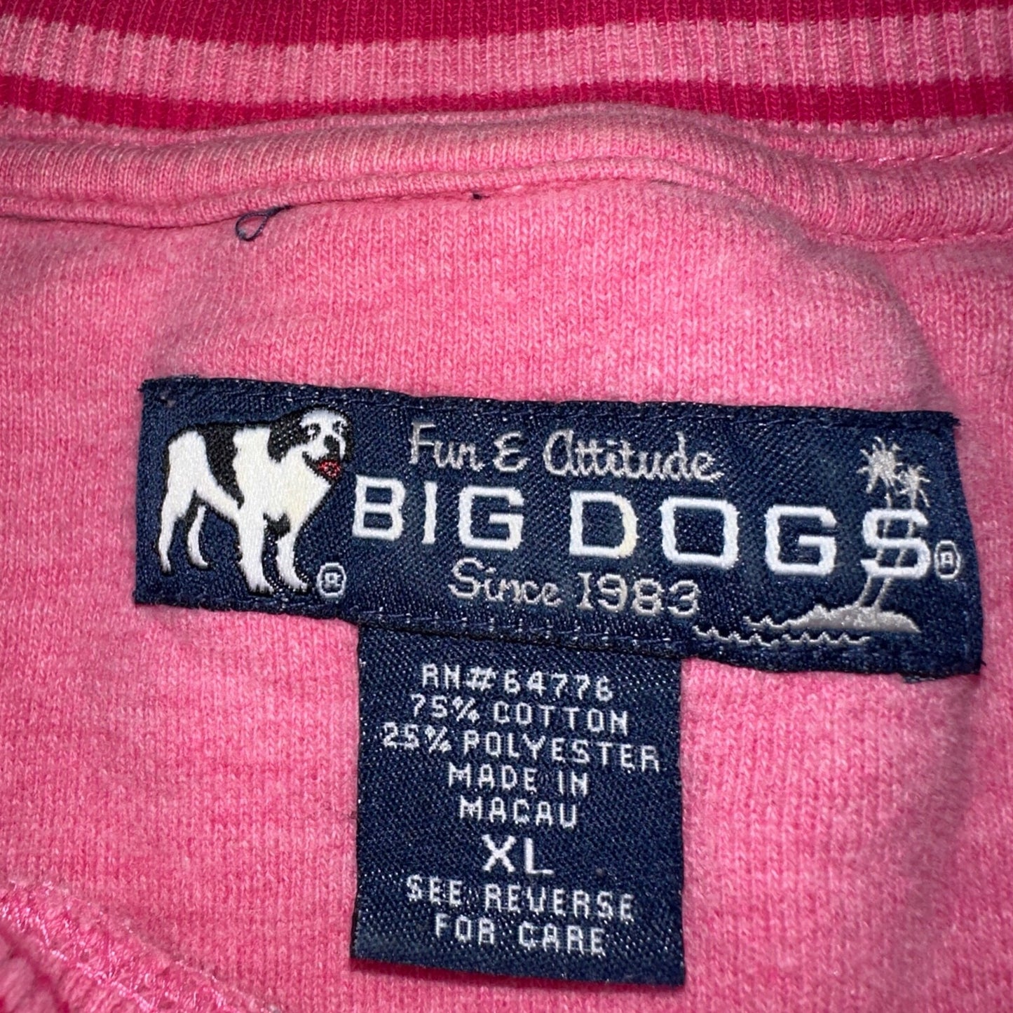 Big Dogs Vintage Sweatshirt Womens XL Pink Crewneck Pullover Embroidered Y2k