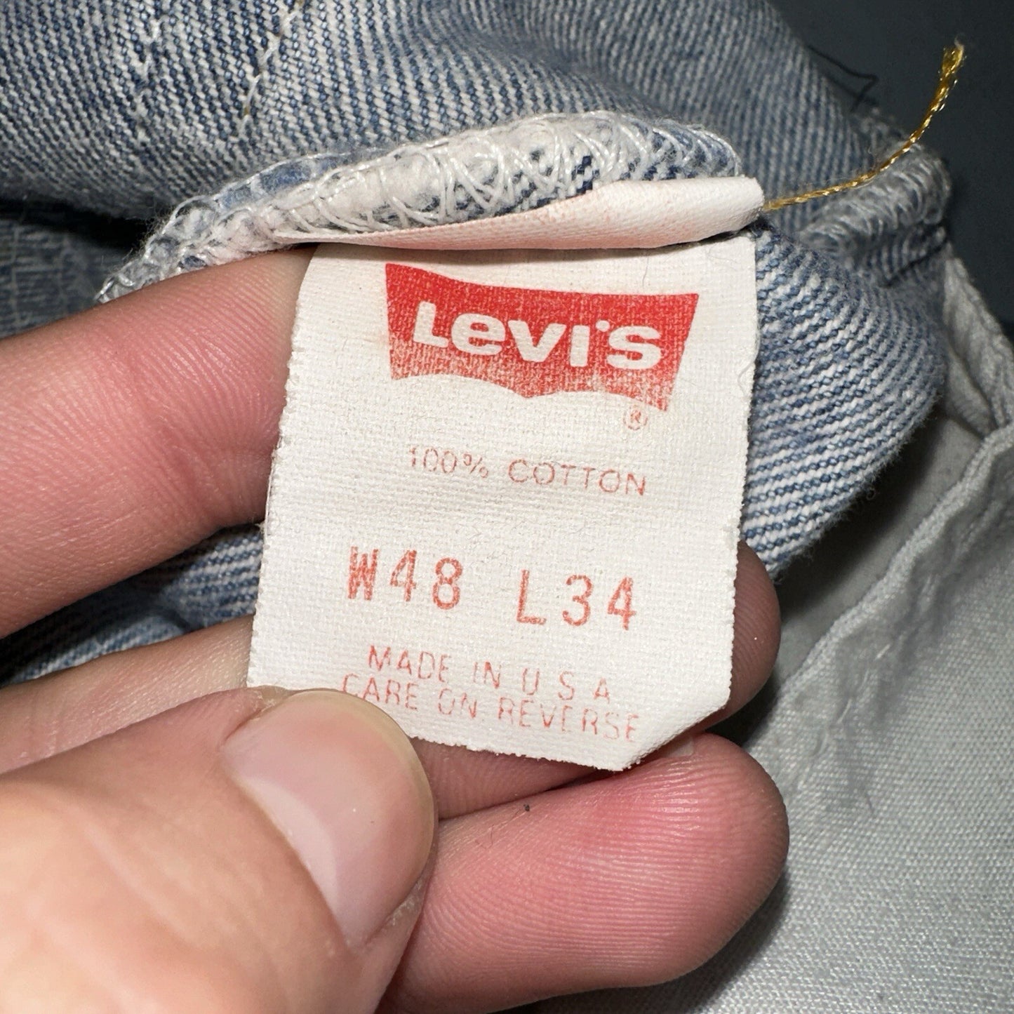 Levis 501 Vintage 90s USA XX Straight Leg Jeans 48x34 Light Wash Act 44x29