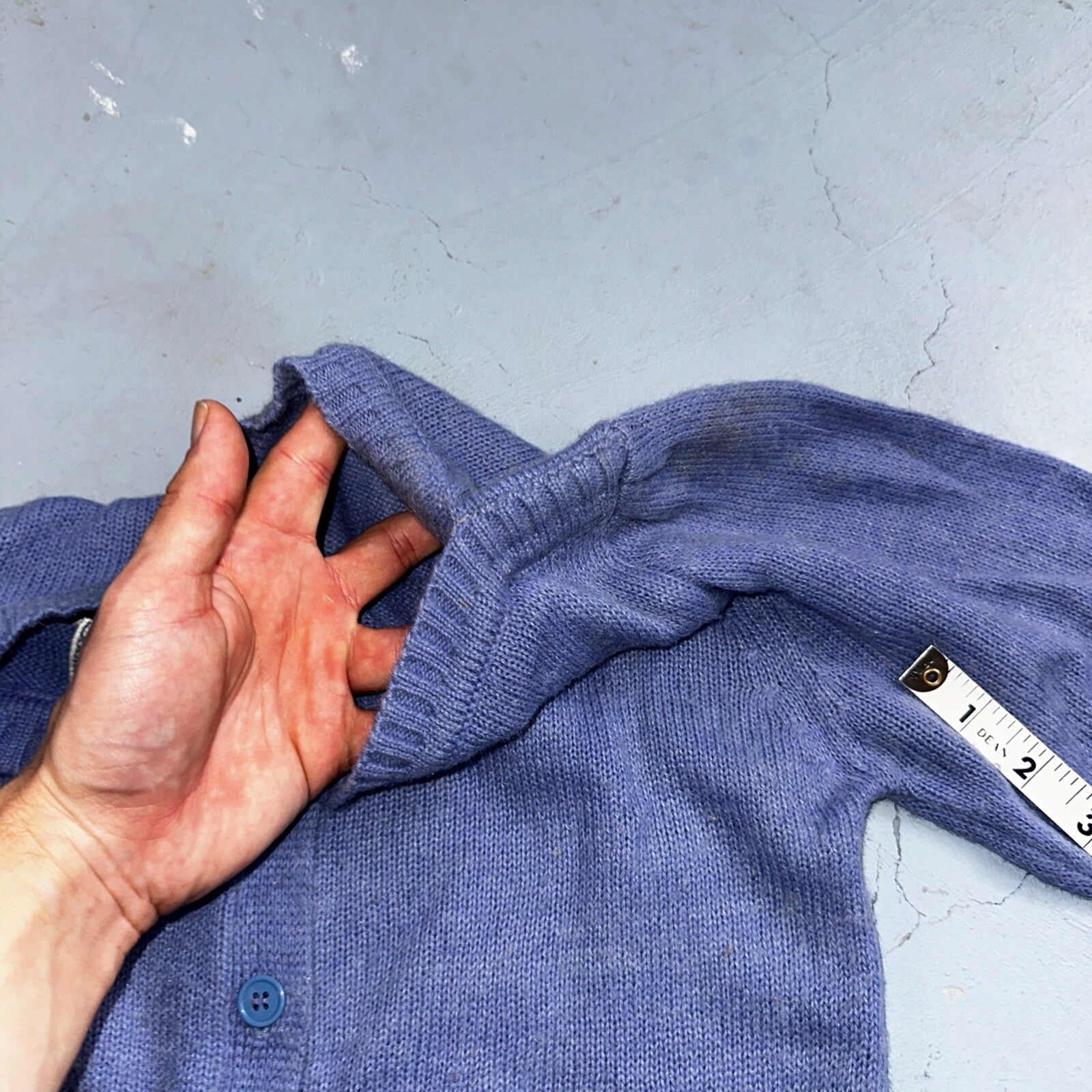 Vintage Sweater Womens Purple Open Knit Short Sleeve 80s Round Neck Top 1980s