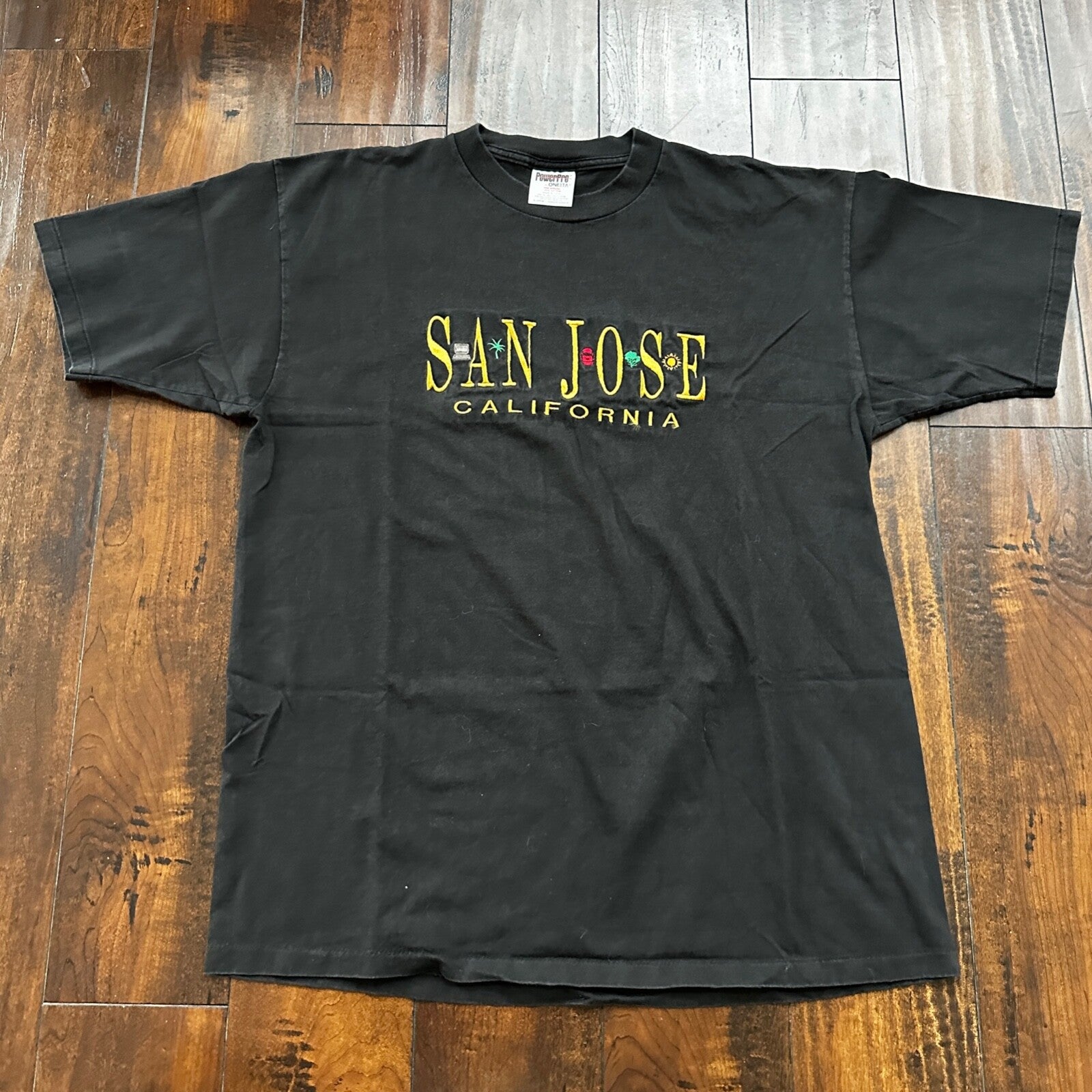 San Jose California Oneita Vintage T Shirt Rap Black Tee Simple Embroidery