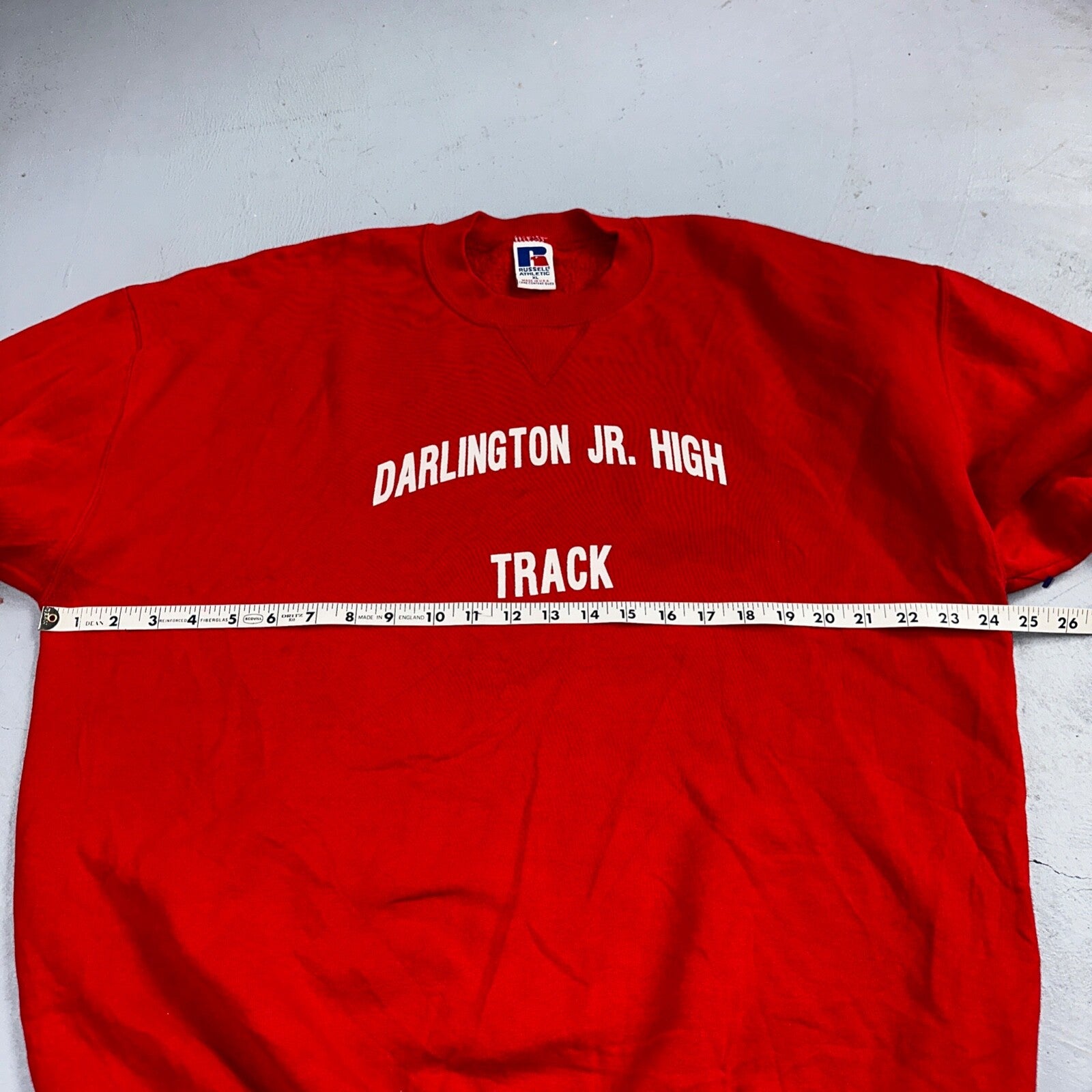 Russell Athletic USA XL Sweatshirt 90s VTG Crewneck Darlington Jr High Track Red