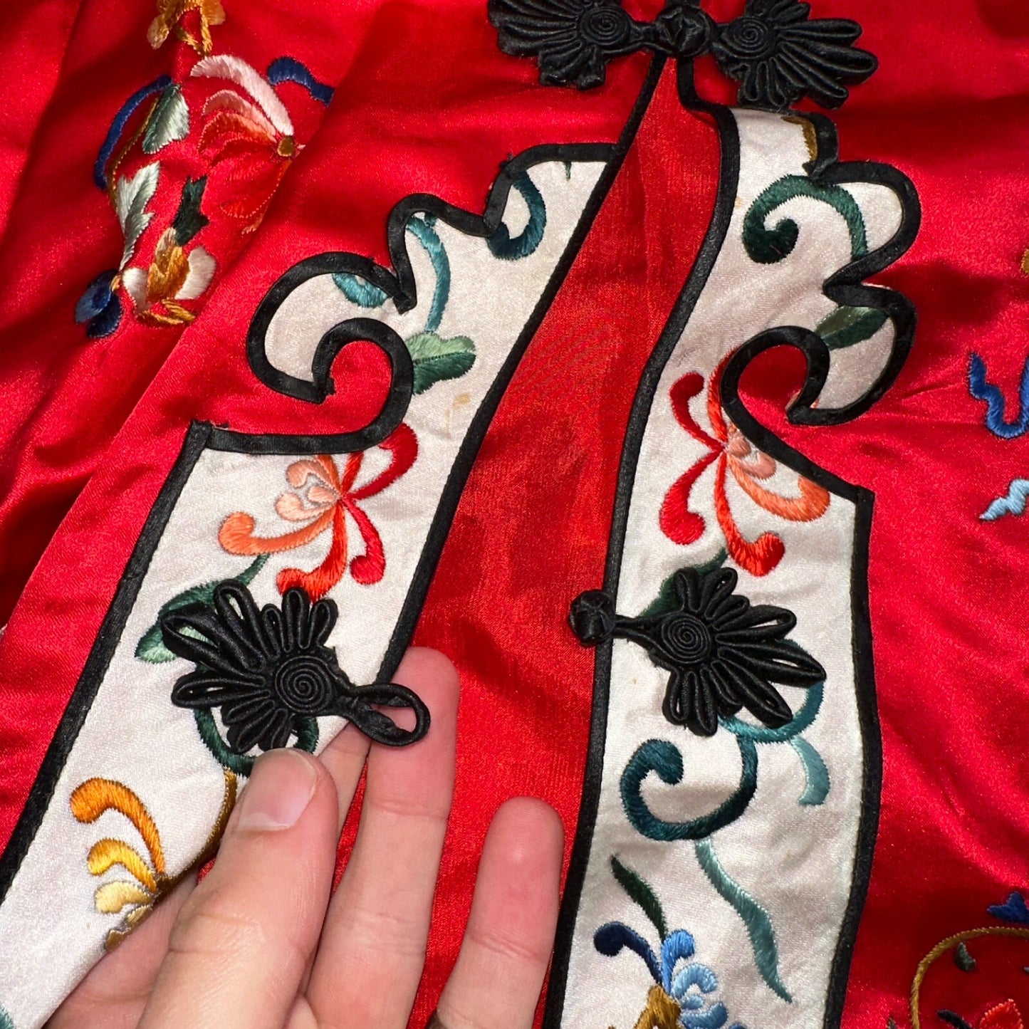 VTG Chinese Silk Cloth Dynasty Palace Red Dragon Robe Kimono Bai Hua Embroidery