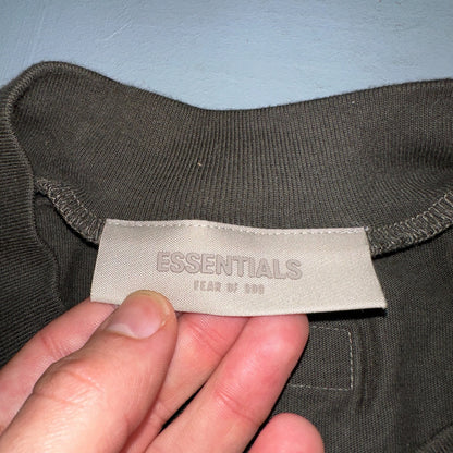 Essentials Fear Of God Brown Puff Print Logo Spell Our Men’s T Shirt XL Boxy