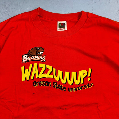 Oregon Beavers OSU Wazzuuuup VTG T Shirt 90s Orange College Uni Sports Rare Y2K