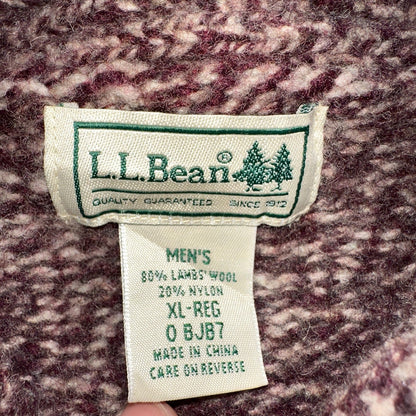Vintage LL Bean Shawl Collar Pullover Sweater Lambswool Blend Red Men’s XL
