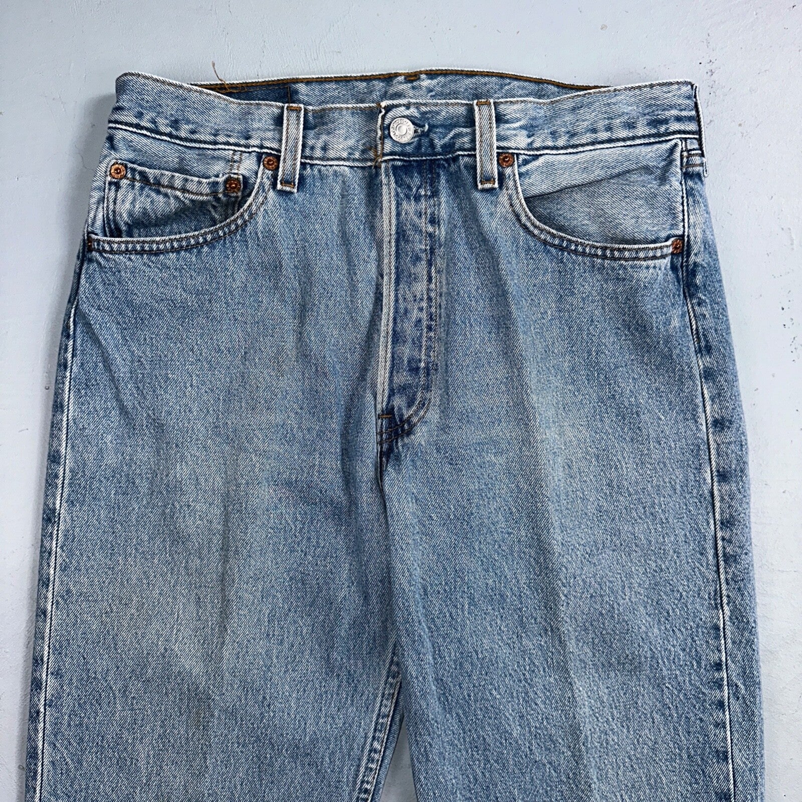 Levis 501 Vintage 90s USA XX Straight Leg Jeans Blue Light Wash 33x34 Act 30x33