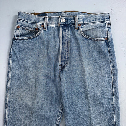 Levis 501 Vintage 90s USA XX Straight Leg Jeans Blue Light Wash 33x34 Act 30x33