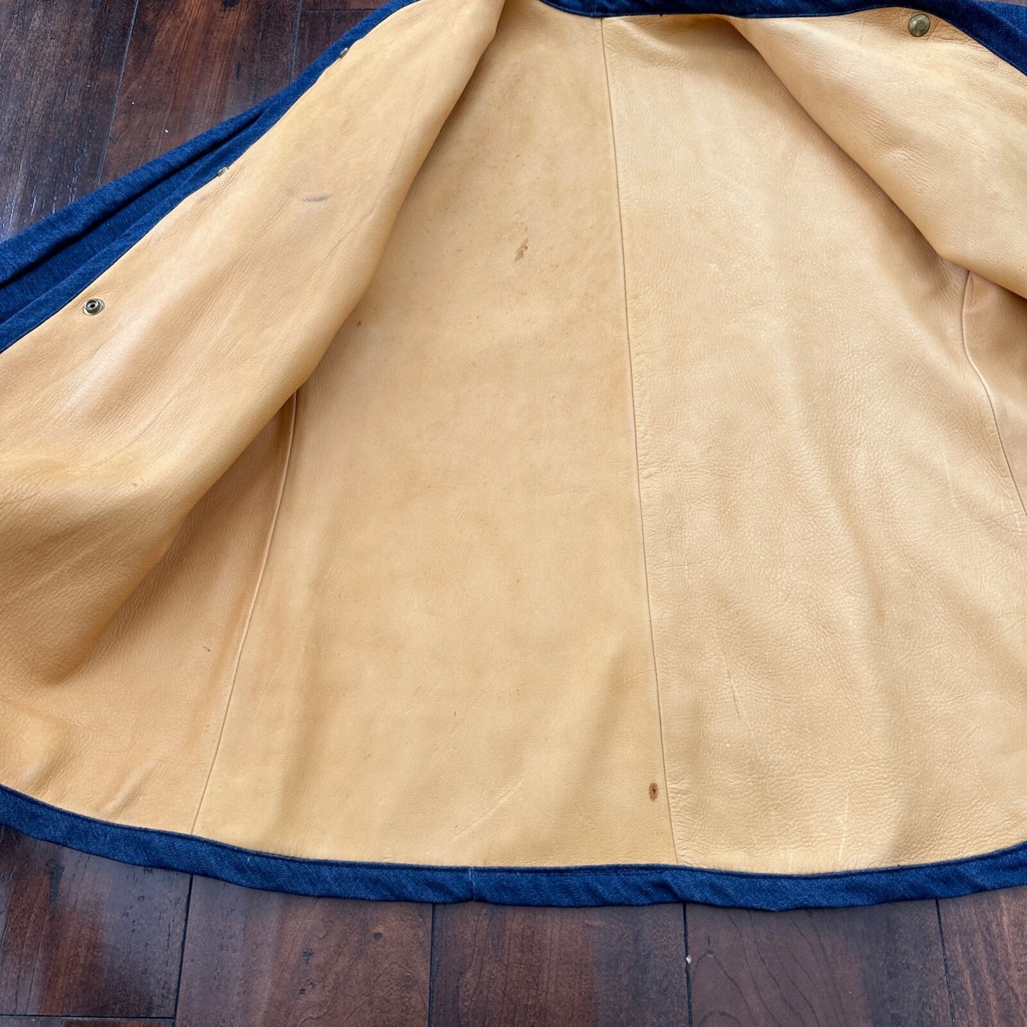 1960s Rockabilly Reversible Denim Leather Jacket 60s 70s RARE Yellow Blue Anorak