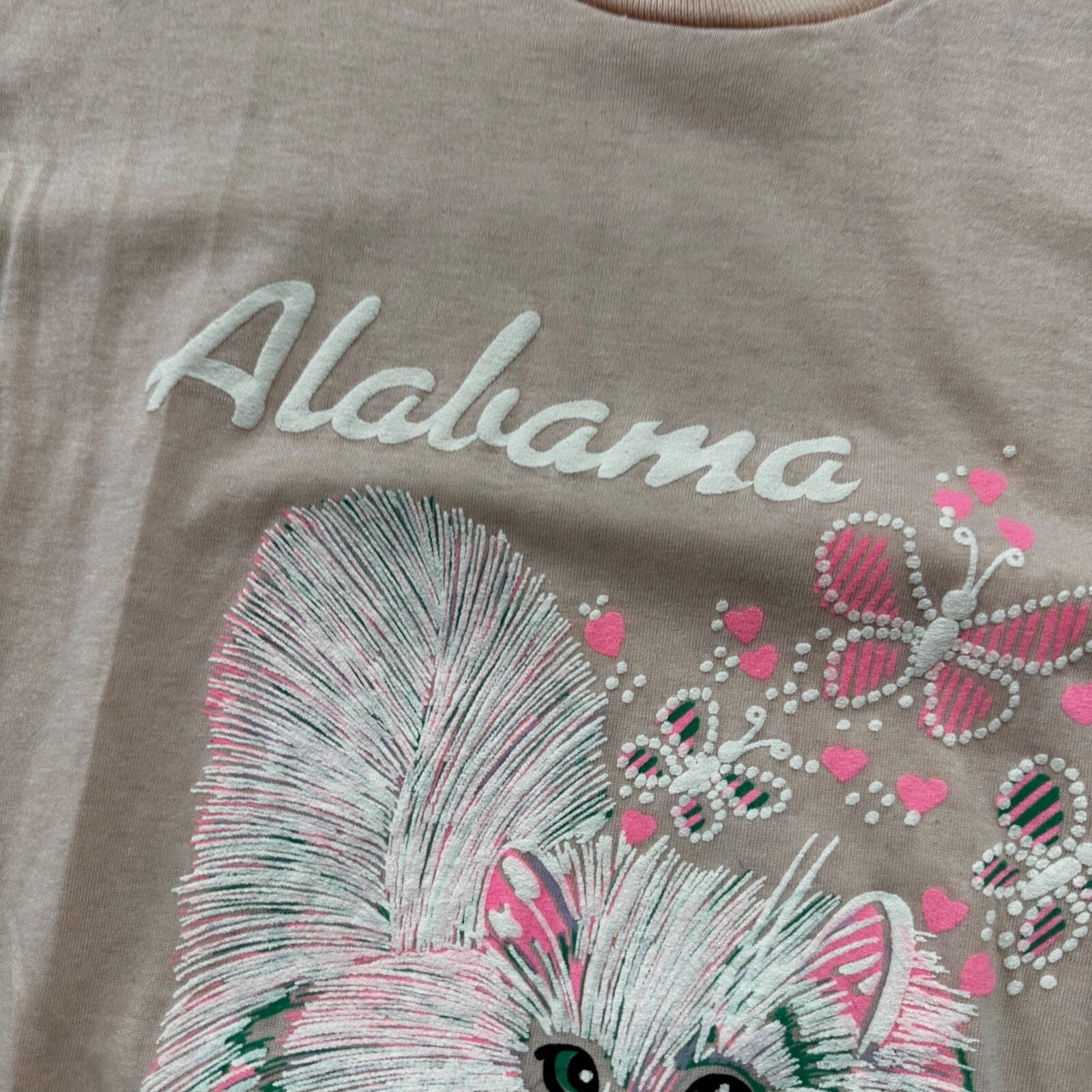 Cute Cat Alabama VTG T Shirt Pink Single Stitch Pink Animals Band XL Nature