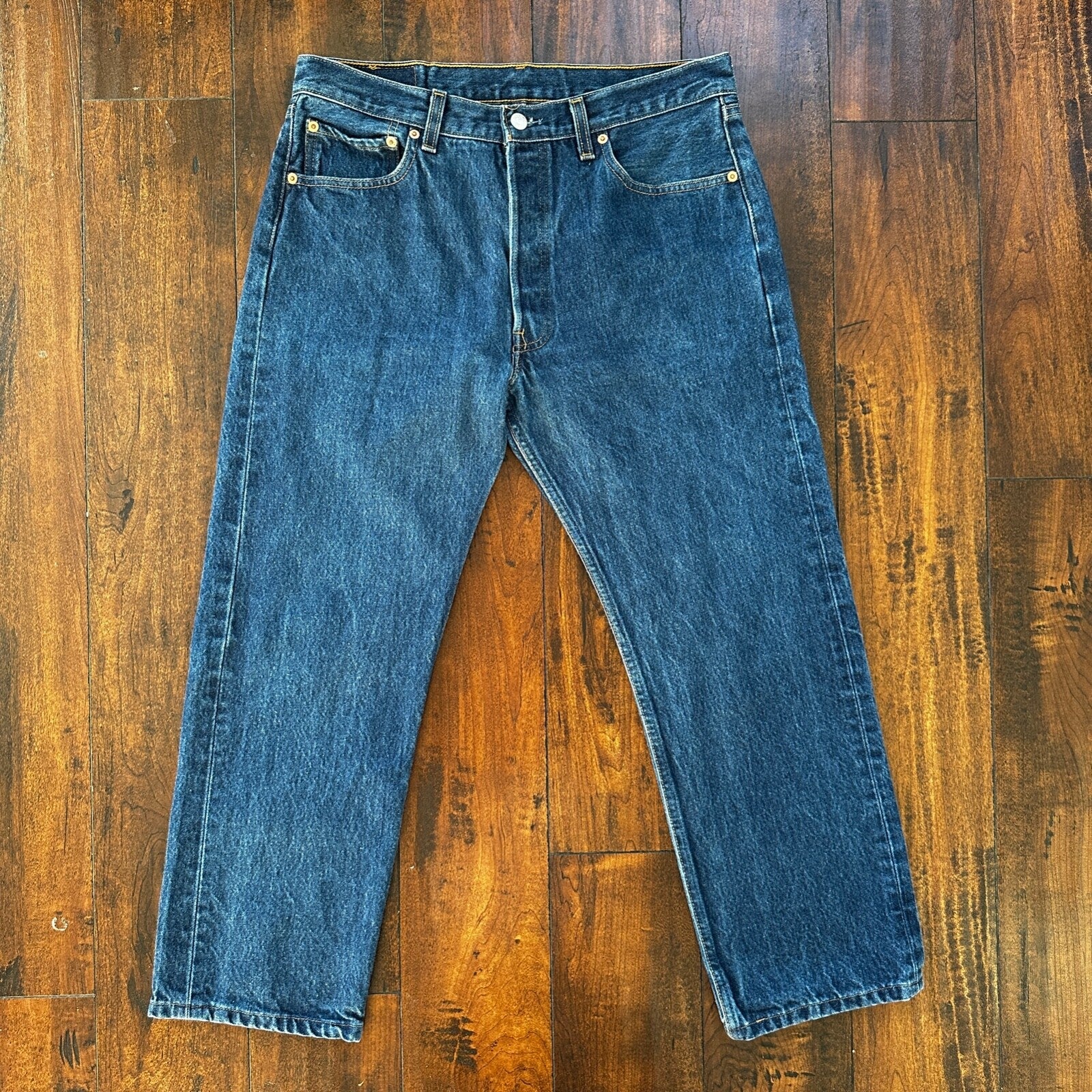 VTG Levis 501 XX Button Fly 90s USA Jeans Denim Straight Capri 34x30 Act 32x25