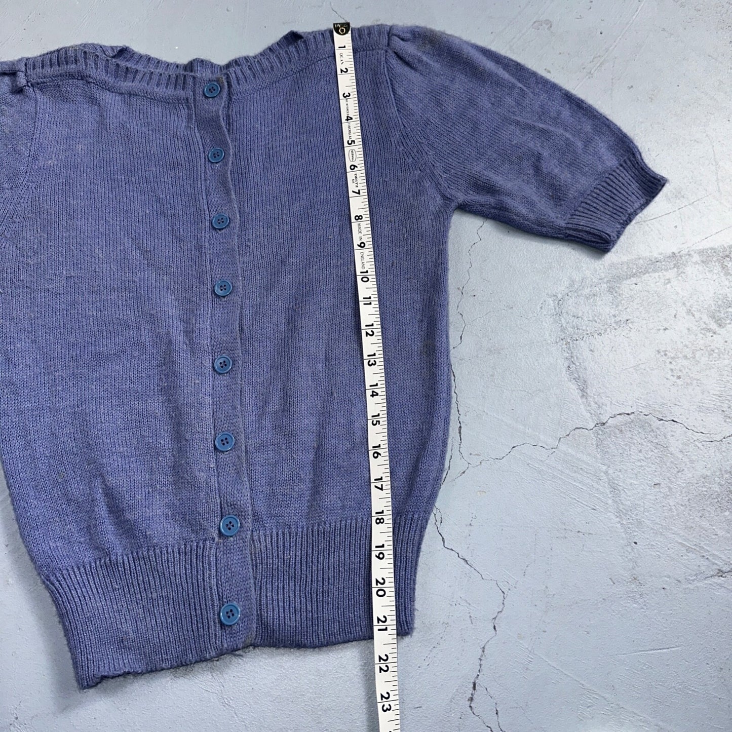 Vintage Sweater Womens Purple Open Knit Short Sleeve 80s Round Neck Top 1980s