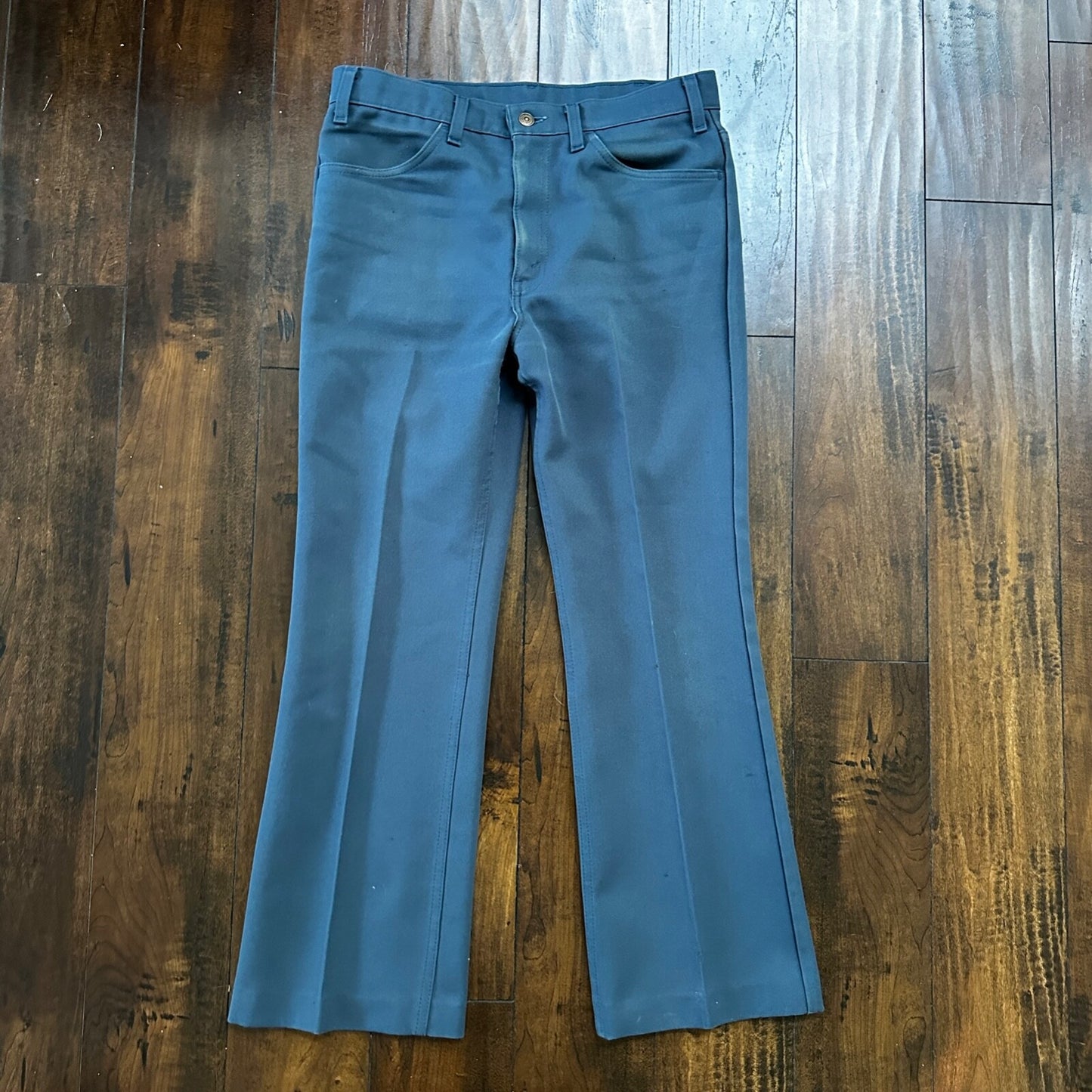 VTG Levis 517 Lot 2 Blue + Brown Polyester Pants Black Gold Tab 34x30 Act 32x28