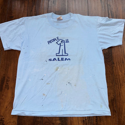 Oneita Number 1 Salem Oregon Vintage T Shirt 80s USA XL Thrashed Stained Paint