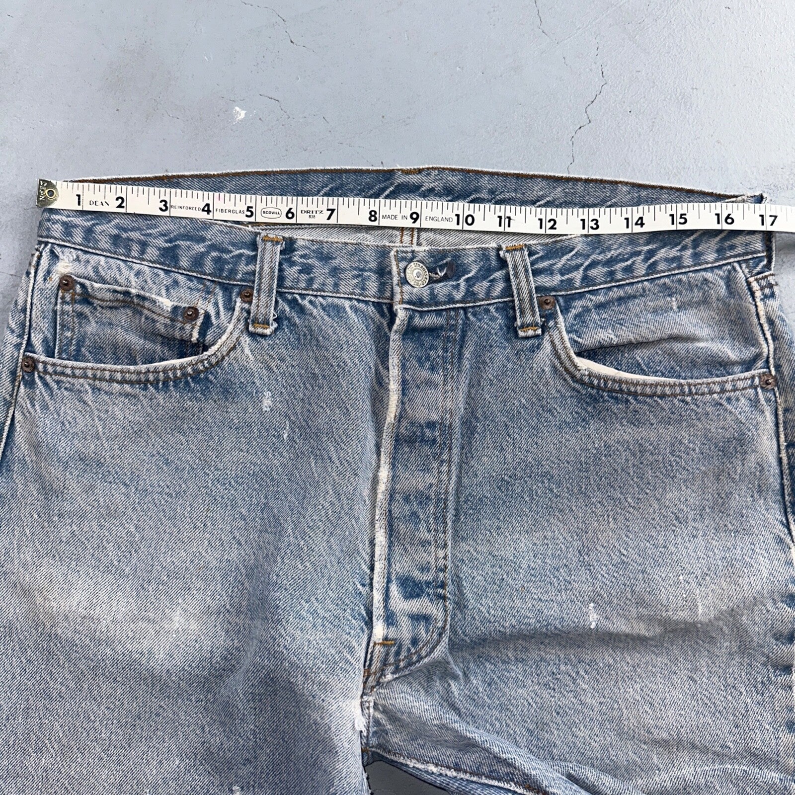 Levis 501 Vintage 80s USA XX Straight Leg Jeans Blue Light Wash 38x33 Act 34x29