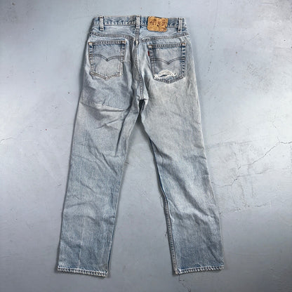 Levis 501 Vintage 80s USA XX Straight Leg Jeans Blue Light Wash Thrash Act 27x28