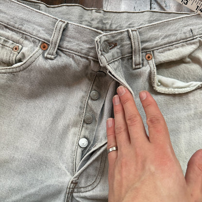 VTG USA Levis 501 Button Fly 90s Tag Jeans 80s 34x30 Act 31x28 Grey Faded White