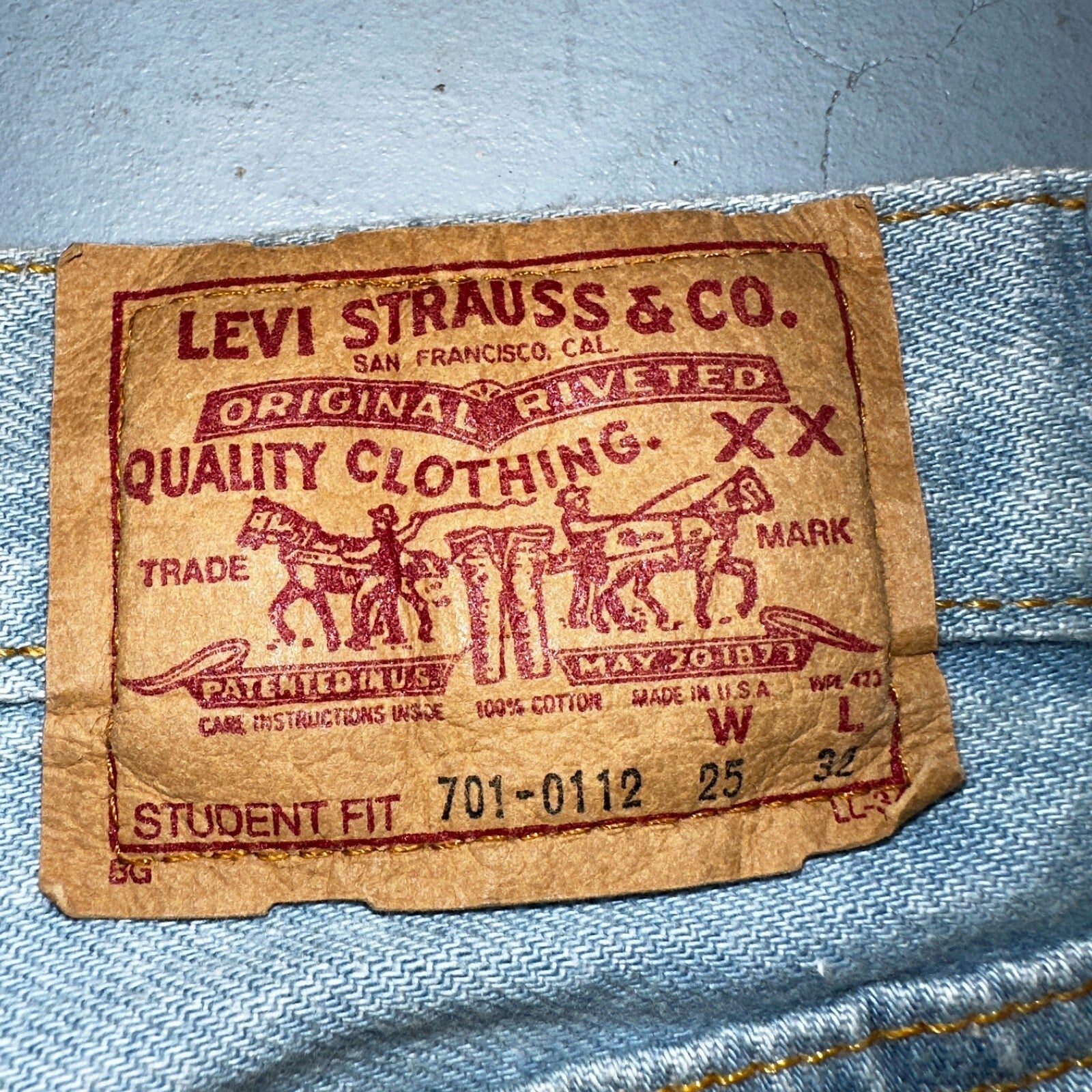 Levis 701 Vintage 90s USA XX Straight Leg Jeans Blue Light Wash 501 Rare 25x32