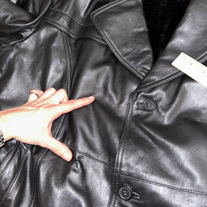 VTG Mens Long Length Vintage Leather Military Duster Custom Made Lined 1980s