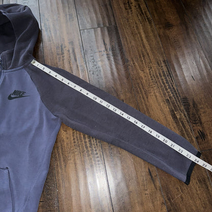 Nike Tech Womens Blue Zip Up Hoodie Large Navy Gym Sports Tight