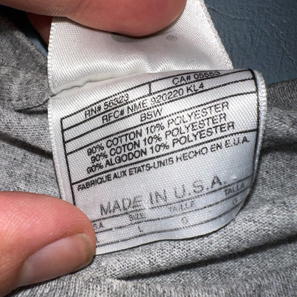 Nike 90s White Tag Basic VTG T Shirt Gray Simple Center Side Swoosh Gym USA