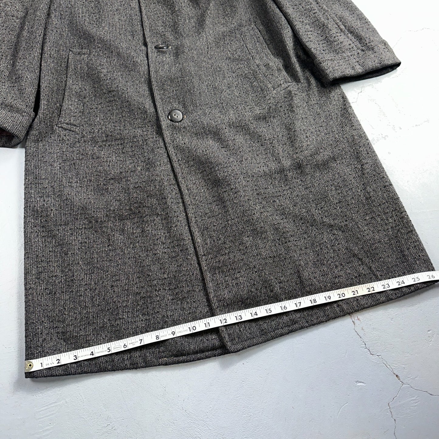 Vintage Barton Hall Coat Mens Gray Tweed Shabby Chic Wool 50s Union Made 1950s