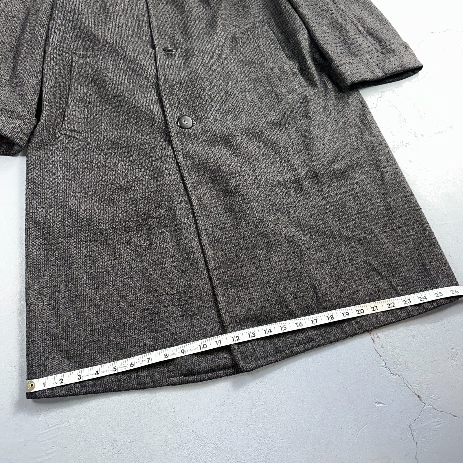 Vintage Barton Hall Coat Mens Gray Tweed Shabby Chic Wool 50s Union Made 1950s