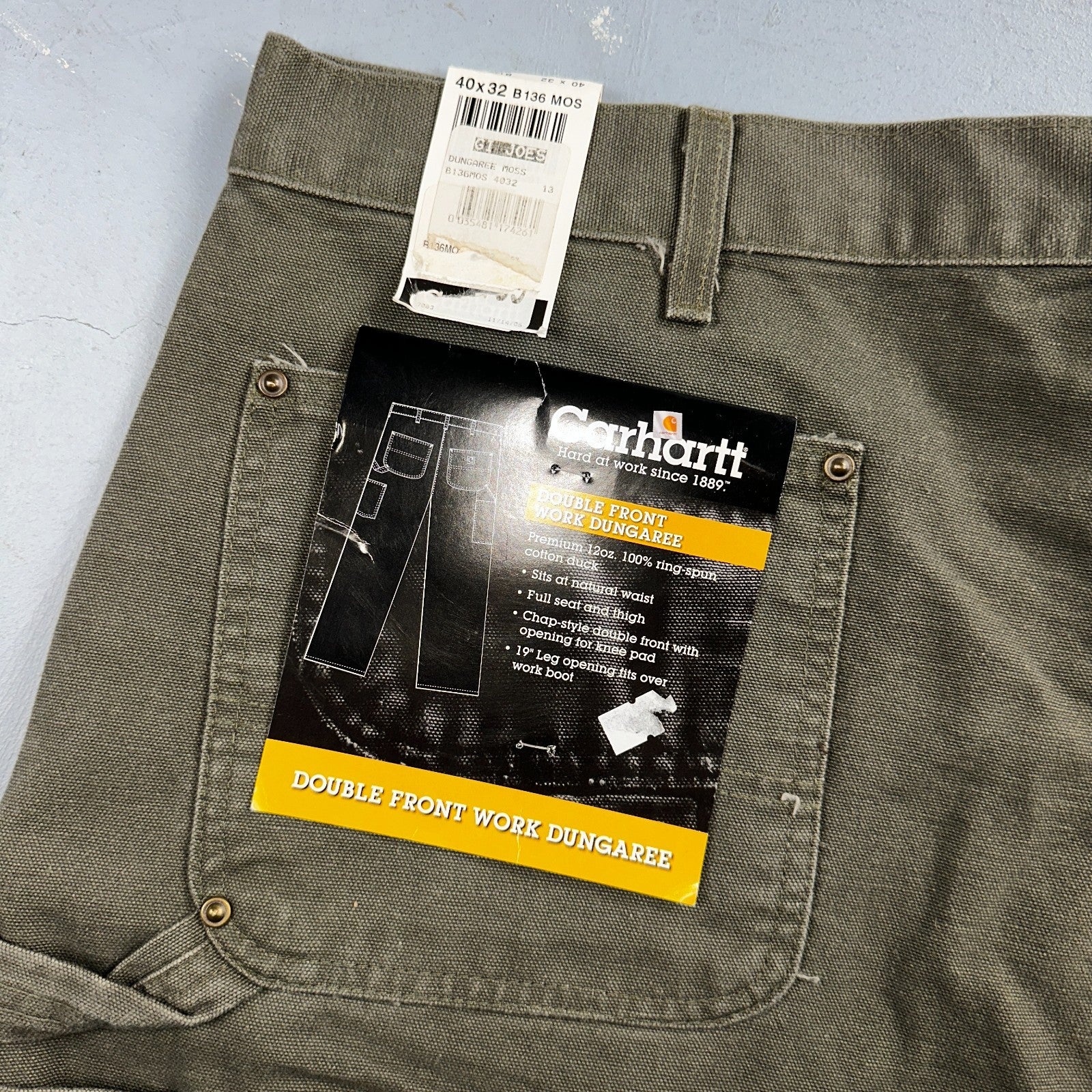 Carhartt NWT VTG Double Knee Carpenter Pants Y2K B01 B136 MOS Green 40x32 DS