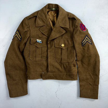 WWII US Army E-6 Ike Jacket 25th Infantry Division Patches WW2 Size 34R Wool